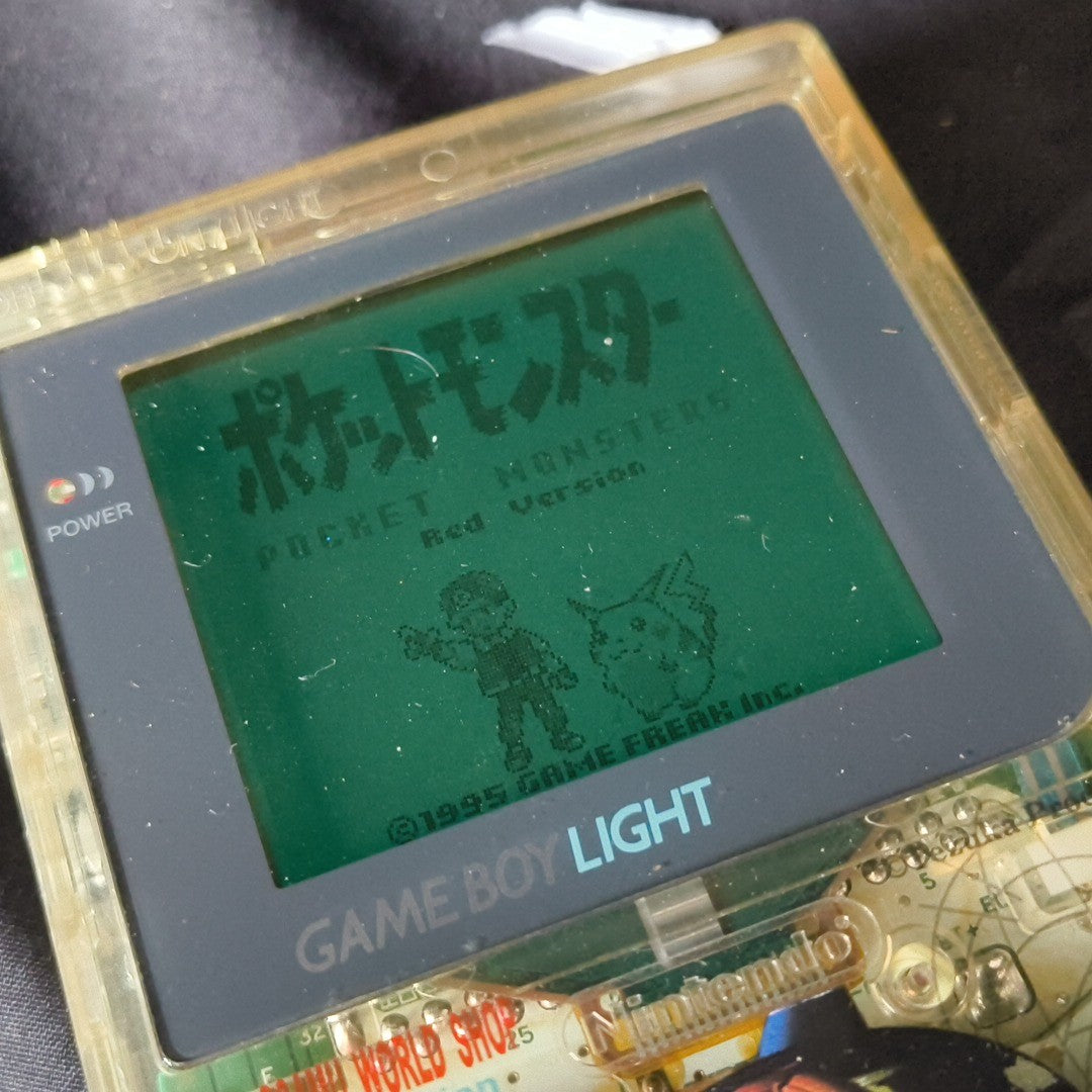 Game Boy Light Astro Boy Clear Limited edition Console Works Missing Battery Lid