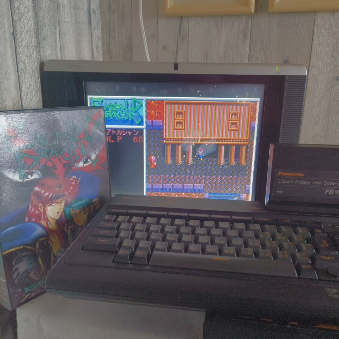 EMERALD DRAGONS GLODIA MSX MSX2 Game Cartridge, Manual, Map in Box set, Working