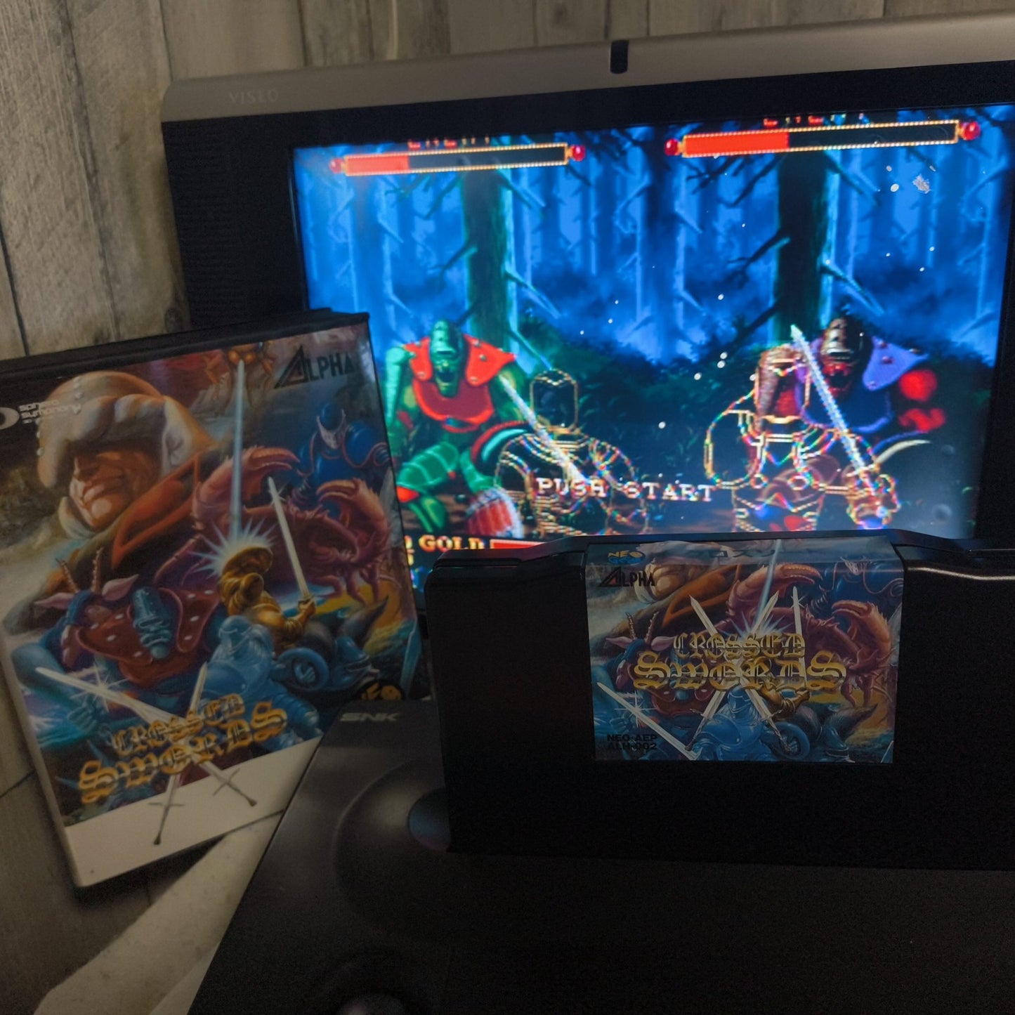 CROSSED SWORDS SNK NEO GEO AES Cartridge, Manual, Boxed set, Working, Japan