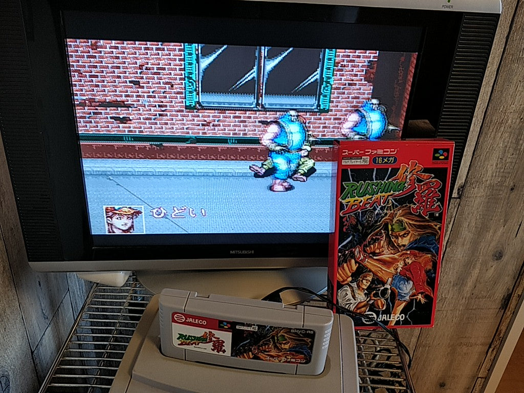 RUSHING BEAT SHURA (The Peace Keepers) Super Famicom SFC Cart, Manual, Box Japan