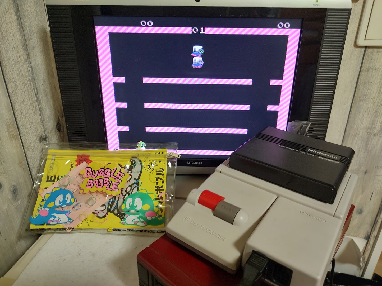 BUBBLE BOBBLE for FAMICOM DISK SYSTEM/Disk and Plastic bag set/ Working-f1014-