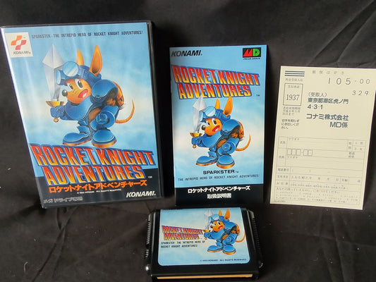 Rocket Knight Adventures SEGA MEGA DRIVE (Genesis ) w/Manual, Card, Box-g0301-