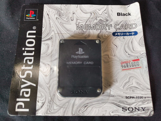 PlayStation 1 PS1 Official Memory Card Black scph-1020 With Original Box -h0114-
