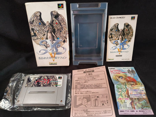 Ys 5 V Kefin Lost City Super Famicom SFC, w/Manual, Box, Working Japan-h0207-