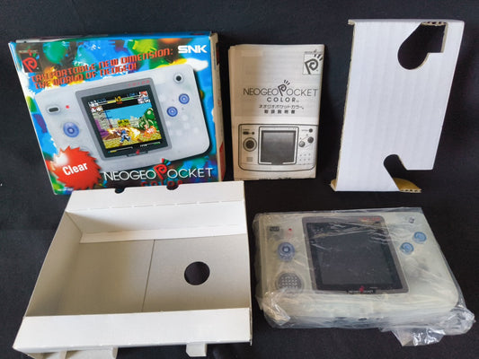 SNK NEOGEO POCKET Color Crystal White Console W/Manual Box set, Working-h0307-