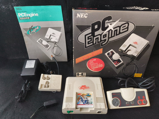 NEC PC Engine white Console (TurboGrafx-16) ,Pad, PSU, Game, Box set-h0328-