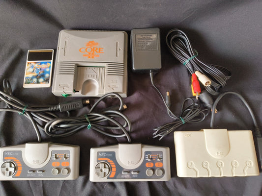 NEC PC Engine Coregrafx2 Console PI-TG7, Pads, PSU, AV cable, Game,working-h0407