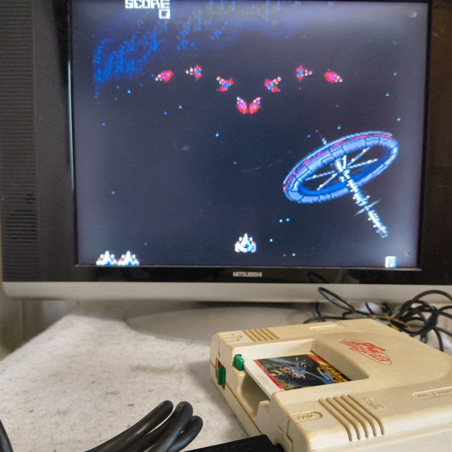 NEC PC Engine white Console (TurboGrafx-16), pad, PSU, Game set, Working-h0610-