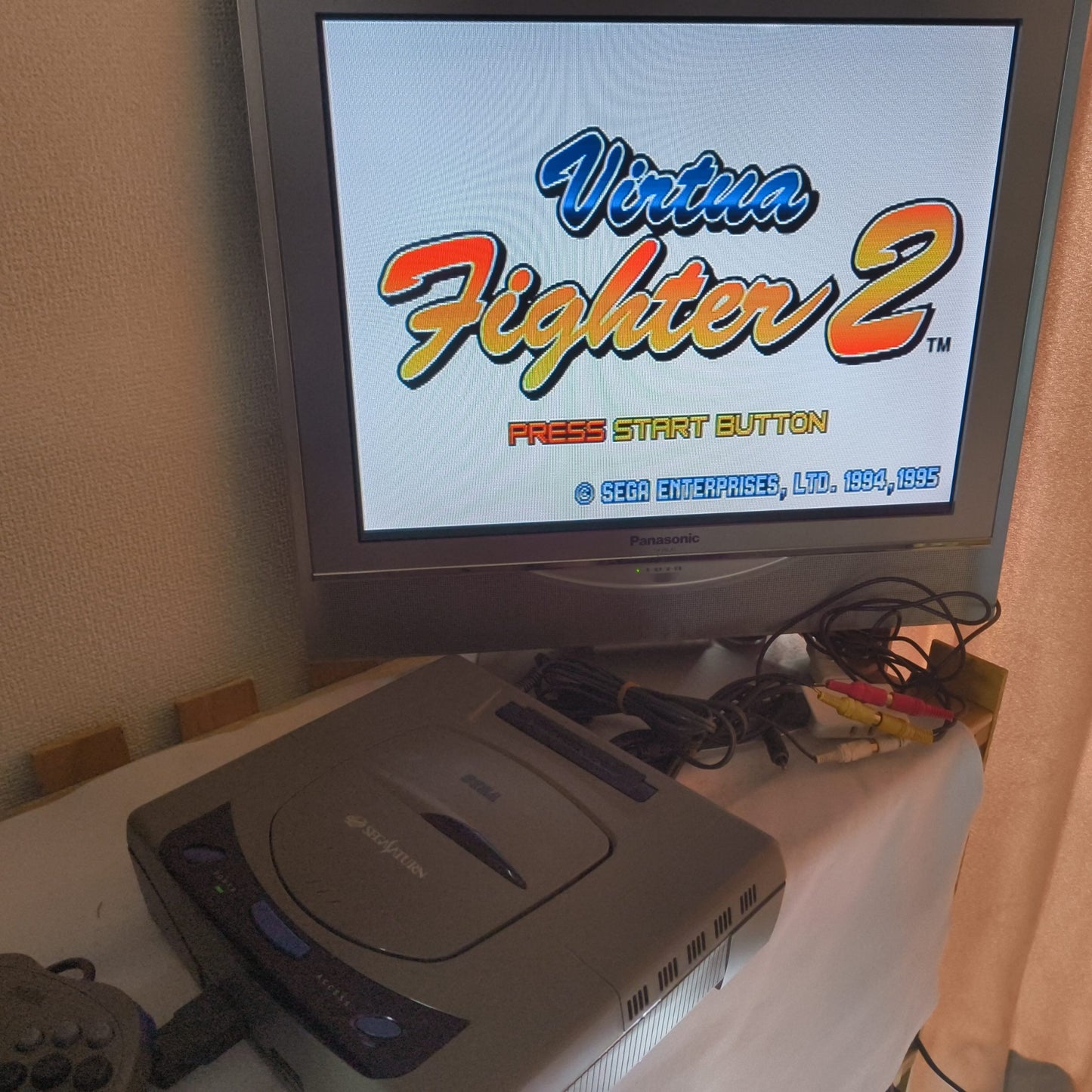 SEGA Saturn Gray color Console HST-0004,Pad,Power Cable Boxed set, Working-h0710