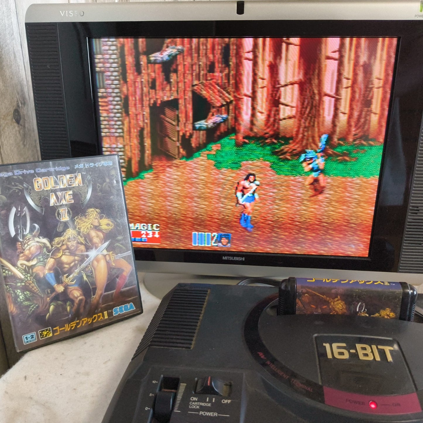 GOLDEN AXE 2 SEGA MEGA DRIVE (Genesis ) Shooter game Cartridge w/Box set-h0804-