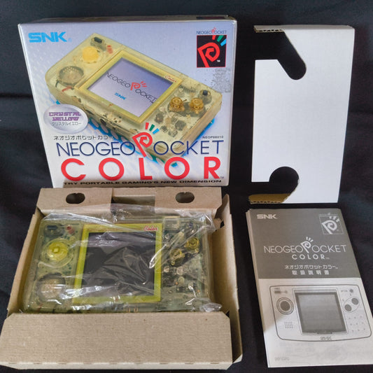 SNK NEOGEO POCKET Color Crystal Yellow Console NEO GEO, Box and game set, Japan