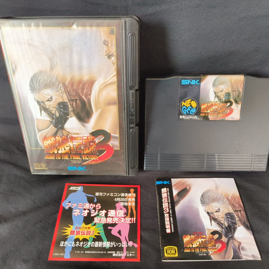 Fatal Fury 3 Garo Densetsu 3 SNK NEO GEO AES Cartridge, Manual Boxed set-h1014-