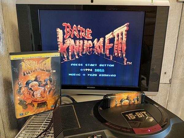 BARE KNUCKLE 3/STREETS OF RAGE SEGA MEGA DRIVE Genesis Cart, Manual, Box-h0221-