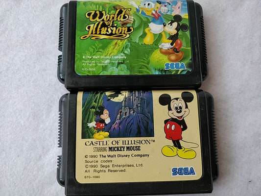 Starring Mickey Mouse Castle Of Illusion,World of Illusion set MEGA DRIVE-c0620-