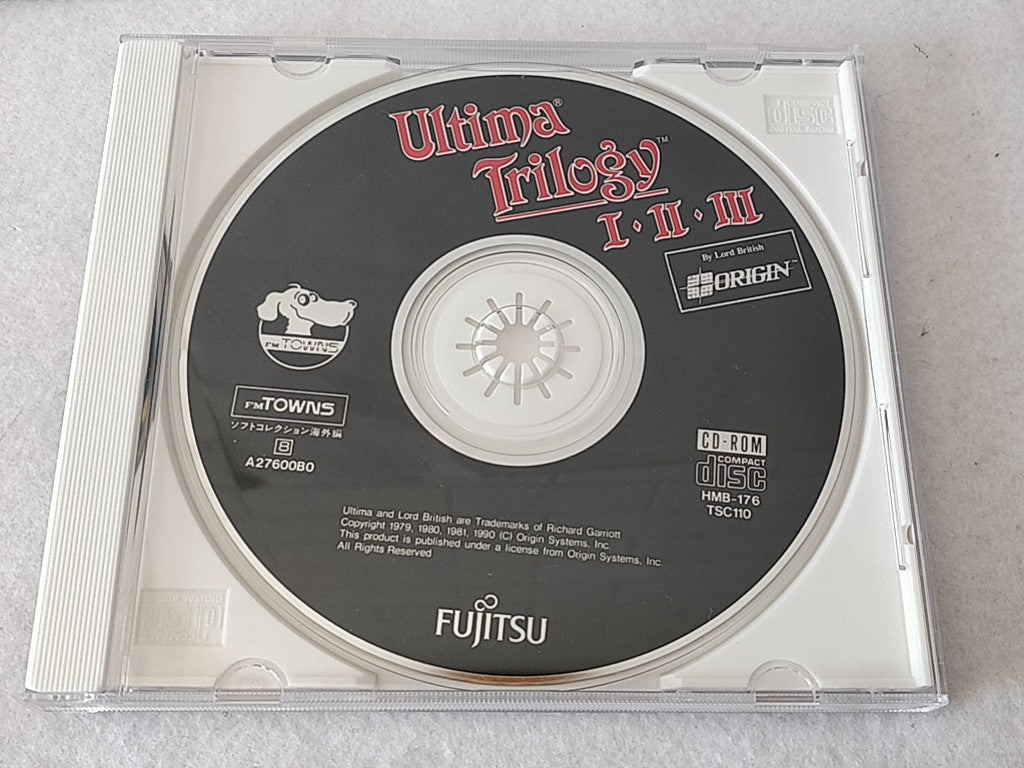 Ultima Trilogy 1,2,3 FM TOWNS / MARTY Game Disk,Map,Boxed set tested-c1120-