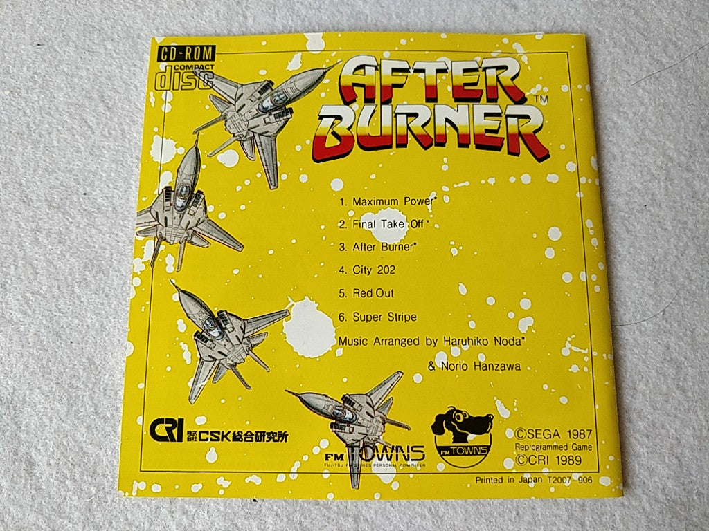 After Burner Fujitsu FM TOWNS Shooter Game Disk,Manual,Boxed set/tested-d0517-