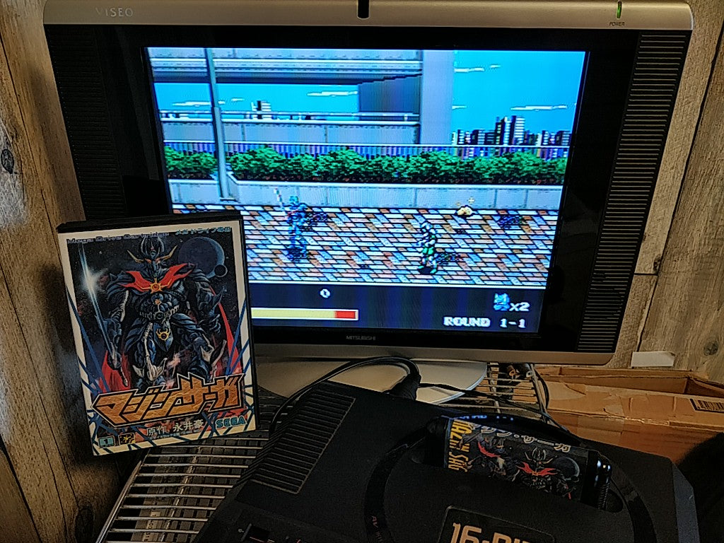 Mazin Saga (Mutant Fighter) SEGA MEGA DRIVE Cartridge, Manual, Boxed set-e0616-