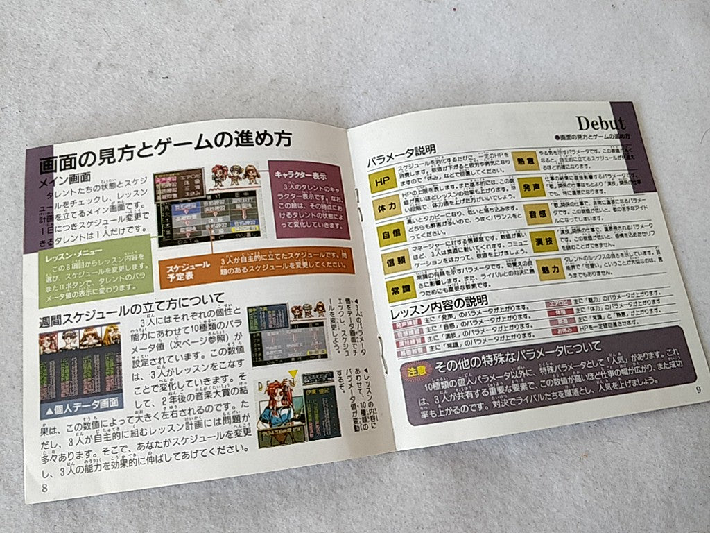 TANJO Debut PC Engine CD-ROM2 Game Disk, Manual, and Box, tested-e0806