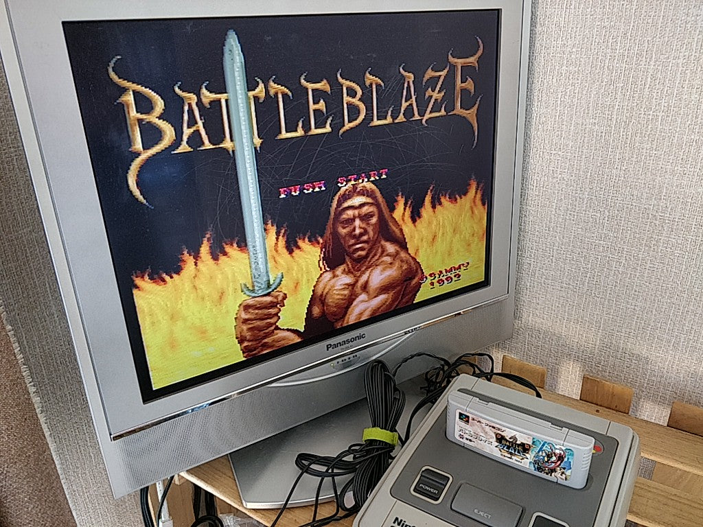 Battle Blaze Super Famicom Cartridge, Manual, in Box set, tested-e1003