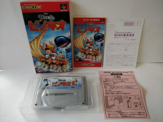 Disney's Pinocchio Super Famicom Cartridge, Manual, in Box set, tested-e1010-