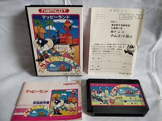 MAPPY LAND Famicom FC NES Cartridge, Manual, Boxed set, tested-e1012-