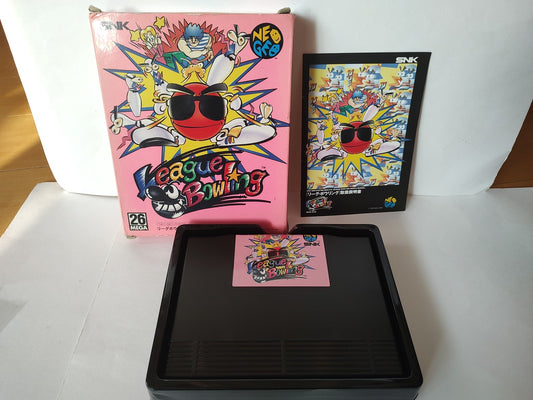 League Bowling SNK NEO GEO AES Cartridge, Manual Boxed set, tested, Japan-e1111-
