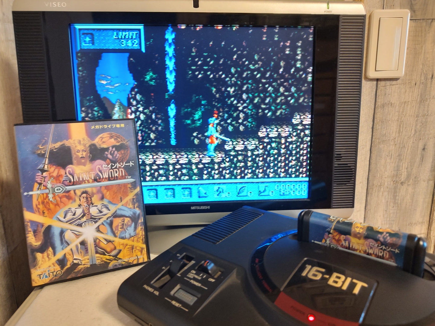 SAINT SWORD SEGA MEGA DRIVE Genesis Cartridge, Manual, Box set, working- e1227-