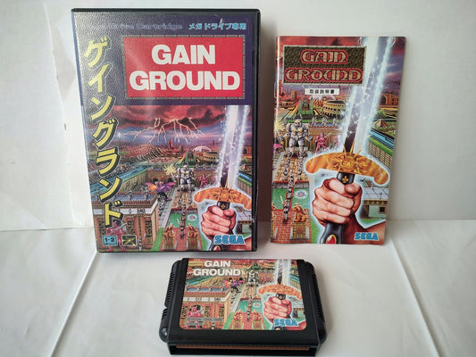GAIN GROUND SEGA MEGA DRIVE Genesis Cartridge, Manual, Box set, working- e1227-