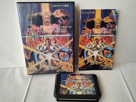 SAINT SWORD SEGA MEGA DRIVE Genesis Cartridge, Manual, Box set, working- e1227-