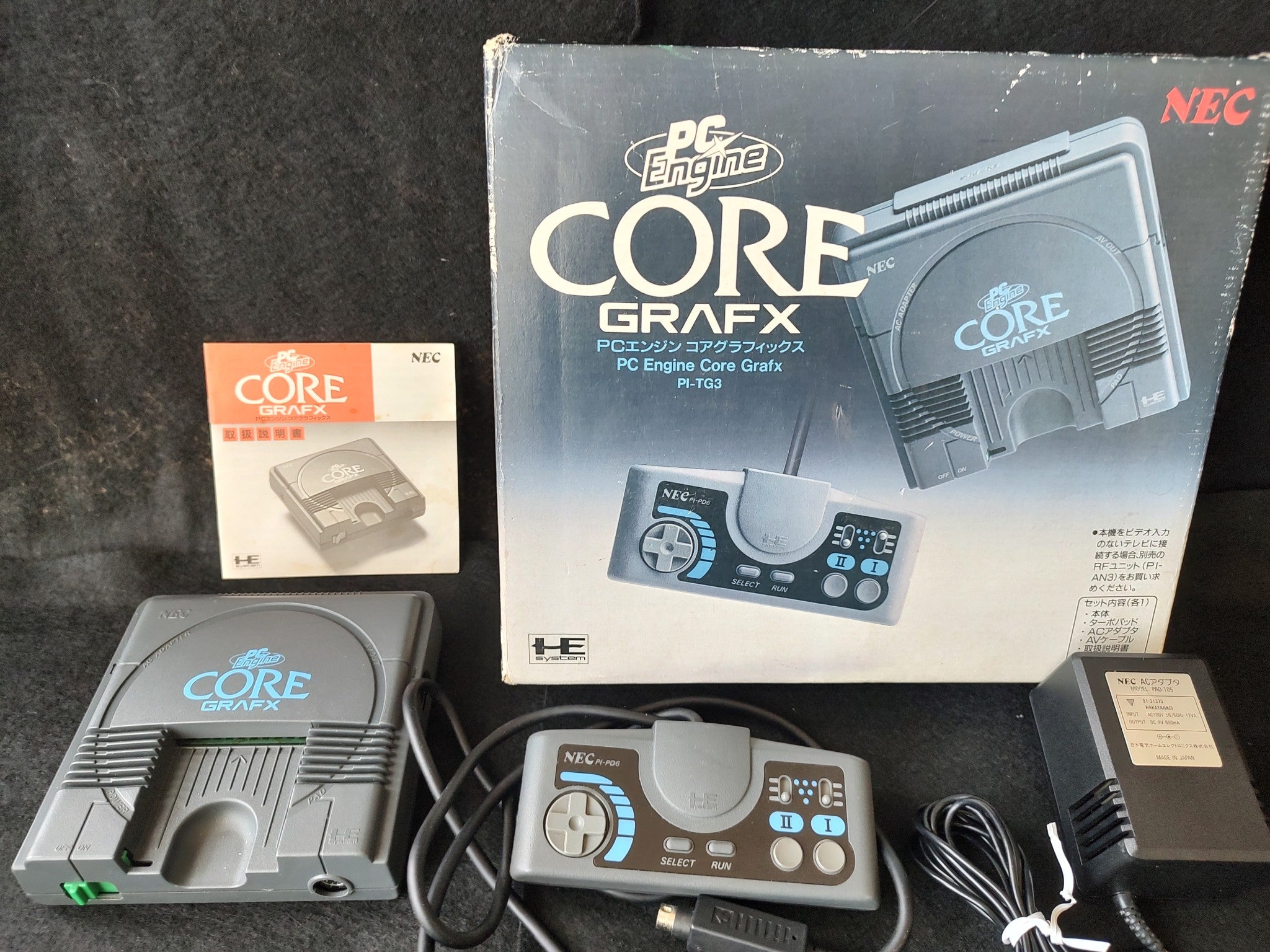 NEC PC Engine Coregrafx Console PI-TG3 TurboGrafx16, Pad, Gamel