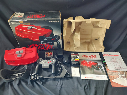 Nintendo Virtual Boy Console, Pad, Manual, Game w/Accessories, Box set-f0524-