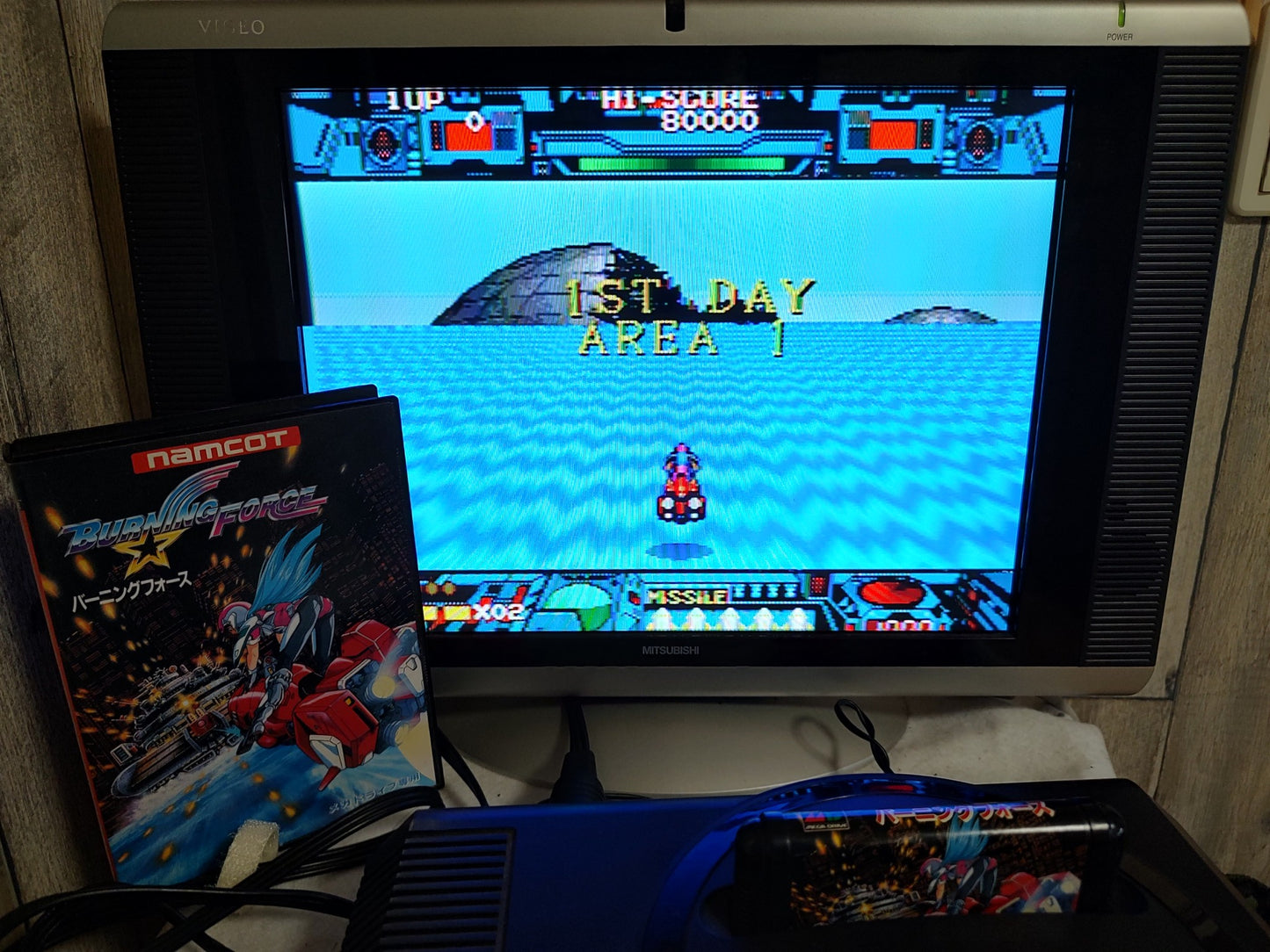 BURNING FORCE SEGA MEGA DRIVE Genesis Cartridge, Boxed set, Working-f0528-