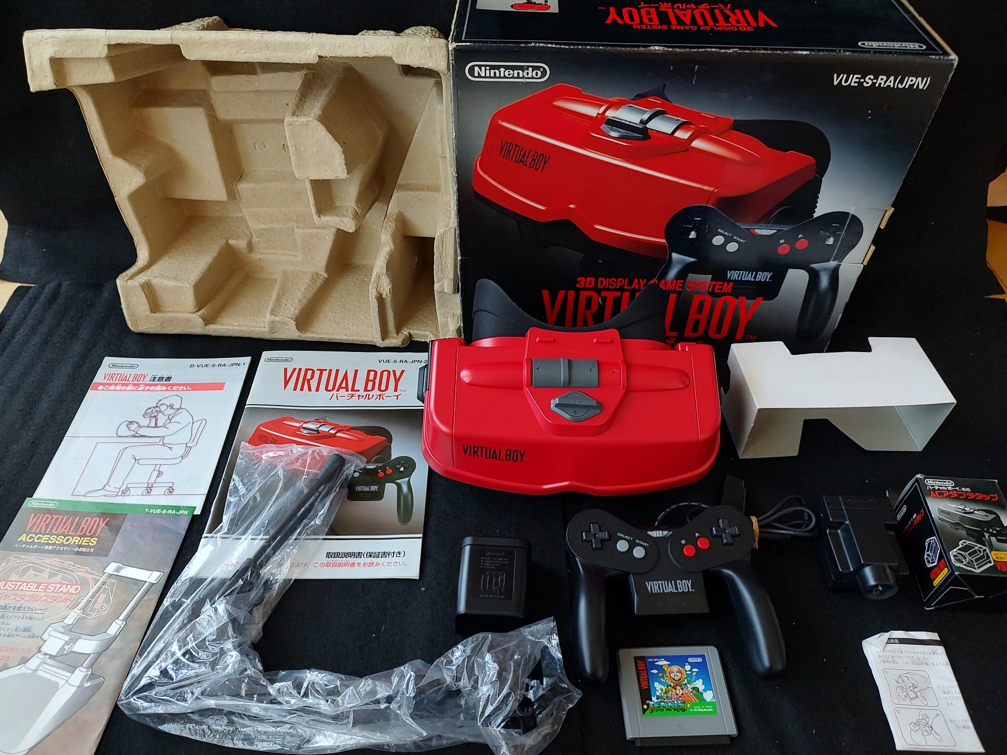 Nintendo Virtual Boy Console, Pad, Manual, Game w/Accessories