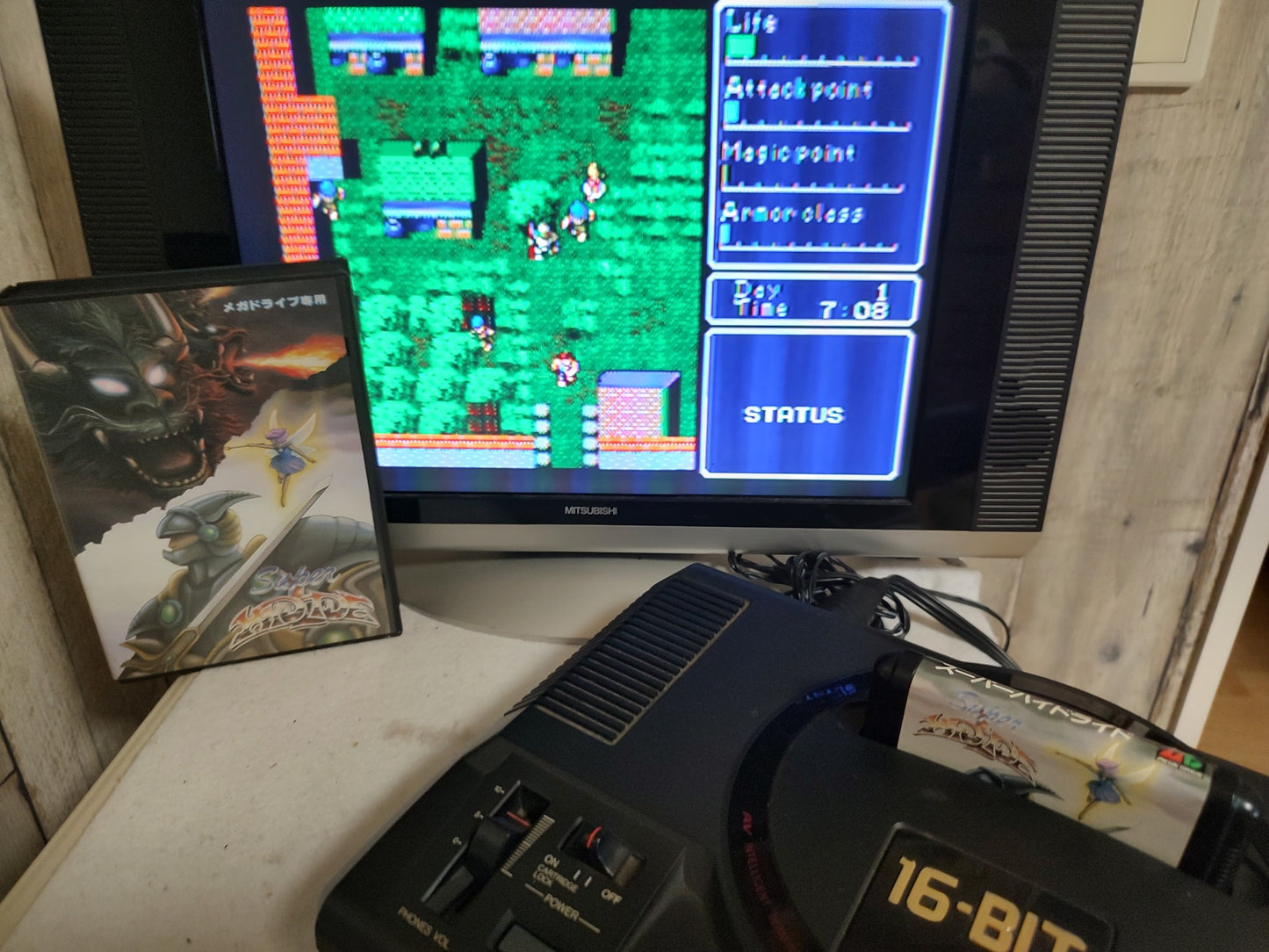 Super HYDLIDE SEGA MEGA DRIVE Genesis W/Box, working, No manual -f0616-