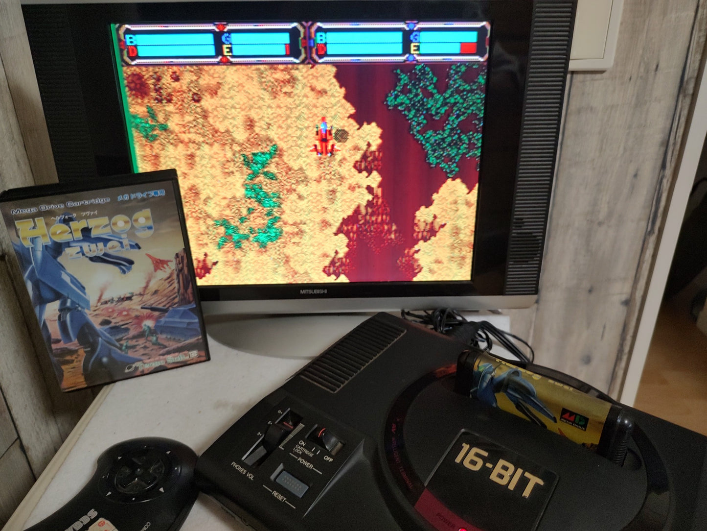 Herzog Zwei SEGA MEGA DRIVE Genesis W/Manual, Box, working-f0616-