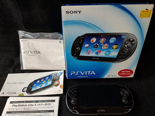 SONY PS Vita PCH-1100 Black Console, w/Manual Box set, Working-f0623-