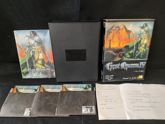 PC-9801 PC98 First Queen 4 Game Floppy disks, w/Manual, Box set,Not tested-f0626