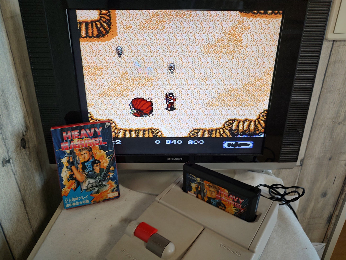 HEAVY BARREL Nintendo Famicon FC Cartridge, w/Manual, Box, set Working-f0726-