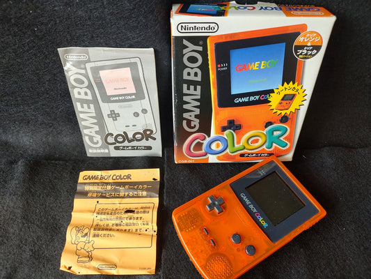 Nintendo Gameboy Color Daiei Hawks Clear Orange Black console set, Working-f0730