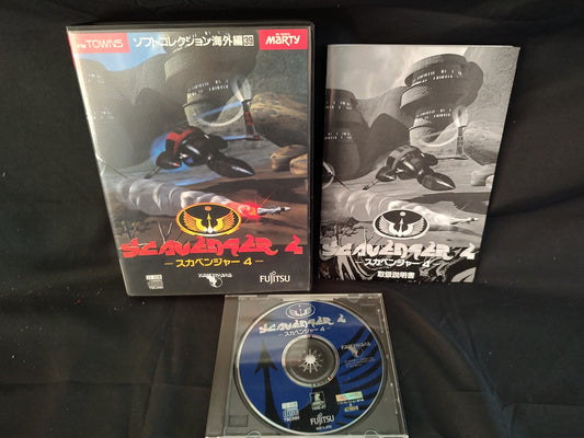 SCAVENGER 4 FM TOWNS Marty Game w/Manual, Box set, Working-f0803-