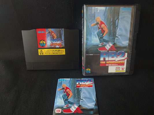 Real Bout Fatal Fury 2 RB2 The Newcommers SNK NEO GEO AES w/manual, box-f0821-