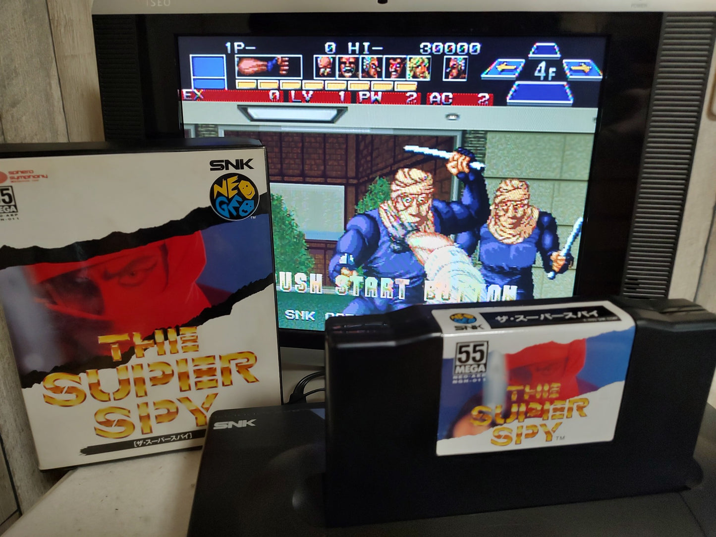 THE SUPER SPY SNK NEO GEO AES Cartridge, Manual Boxed set tested-f0821