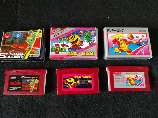 STAR SOLDIER, Donkey Kong, PAC MAN Famicom Mini Ver. Gameboy Advance GBA-f0826-