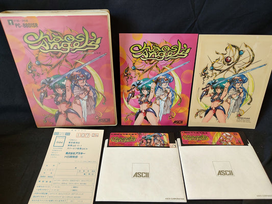PC-8801 CHAOS ANGELS PC88 Game w/Manual, Papers, Box set, Not tested-g0208-