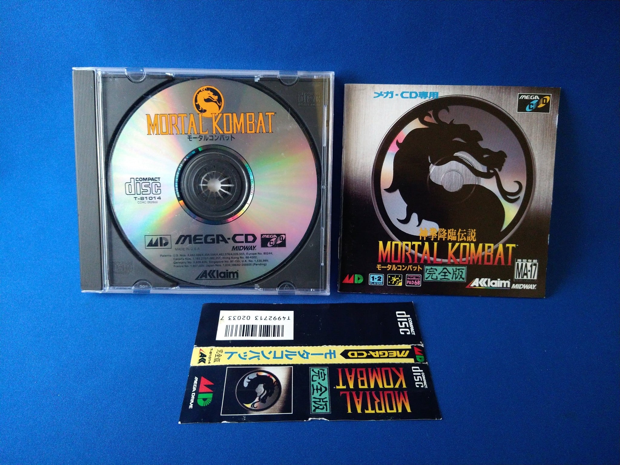 MORTAL KOMBAT MEGA CD shooter game Disk, Manual, Box set 