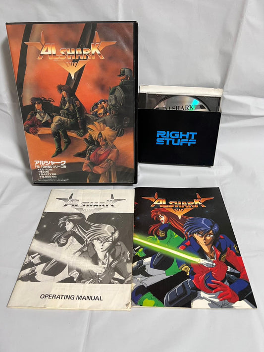 ALSHARK FM TOWNS Marty Game w/Manual, Box set, Working-f1006