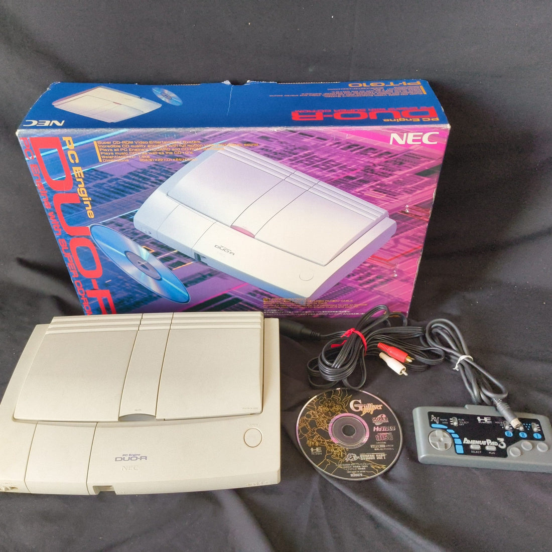 NEC PC Engine DUO-R Console (TurboDUO PI-TG10), w/Pad, AV cable, Box, Working
