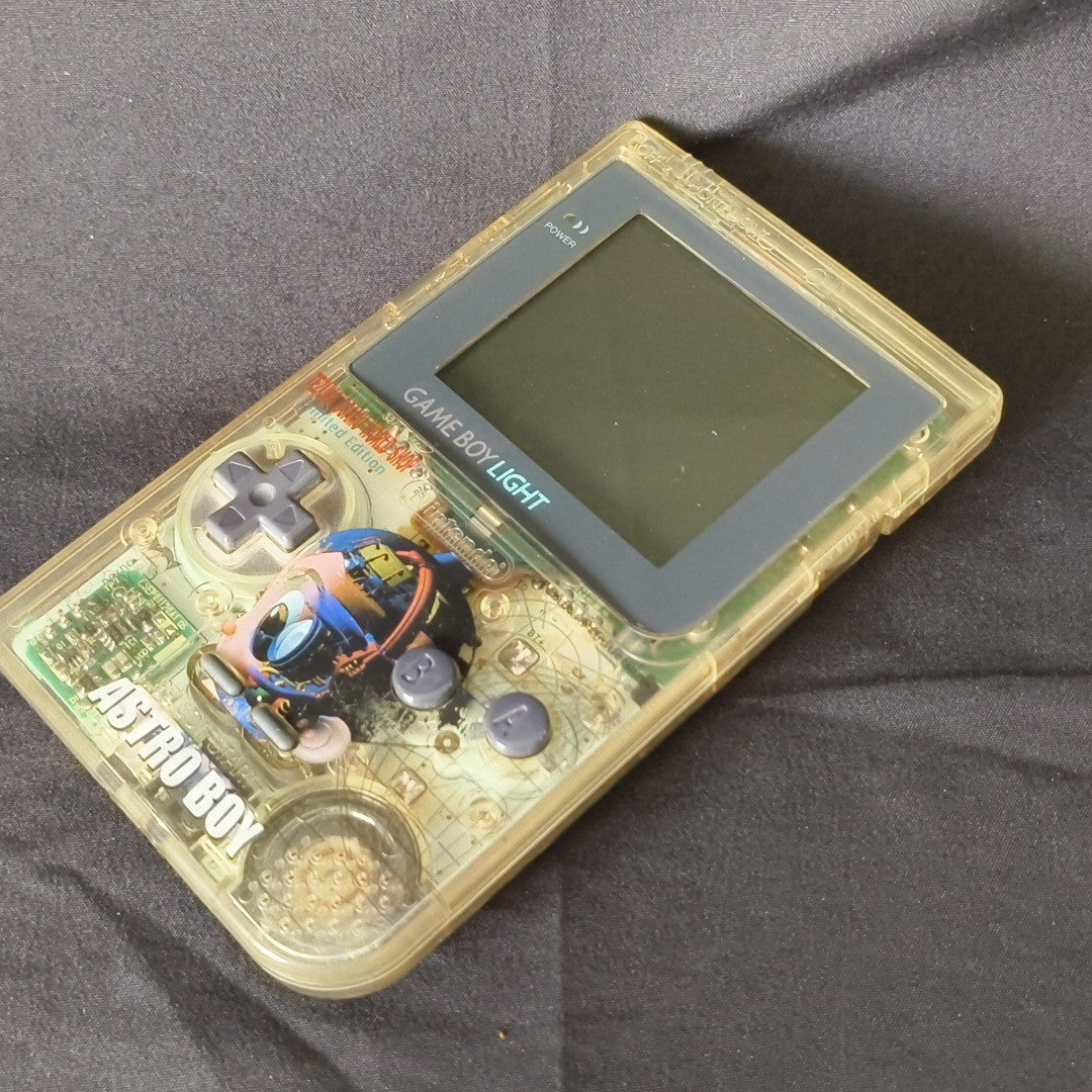 Game Boy Light Astro Boy Clear Limited edition Console Works Missing Battery Lid