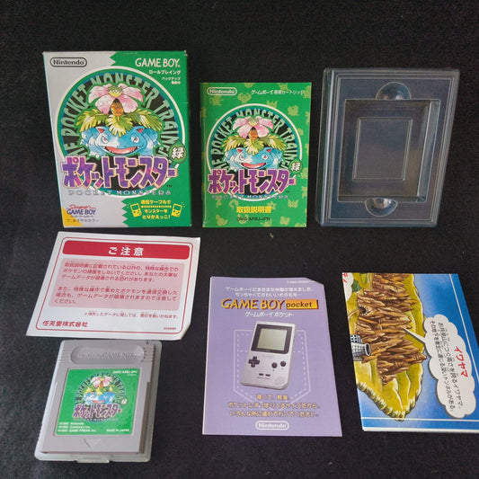 Pocket Monsters Green Version Pokemon Gameboy Cart, Manual, Box set, working