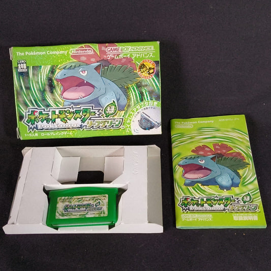 Pokemon Leaf Green Japanese GBA Game Boy Advance Cartridge w/Manual, Box,Working
